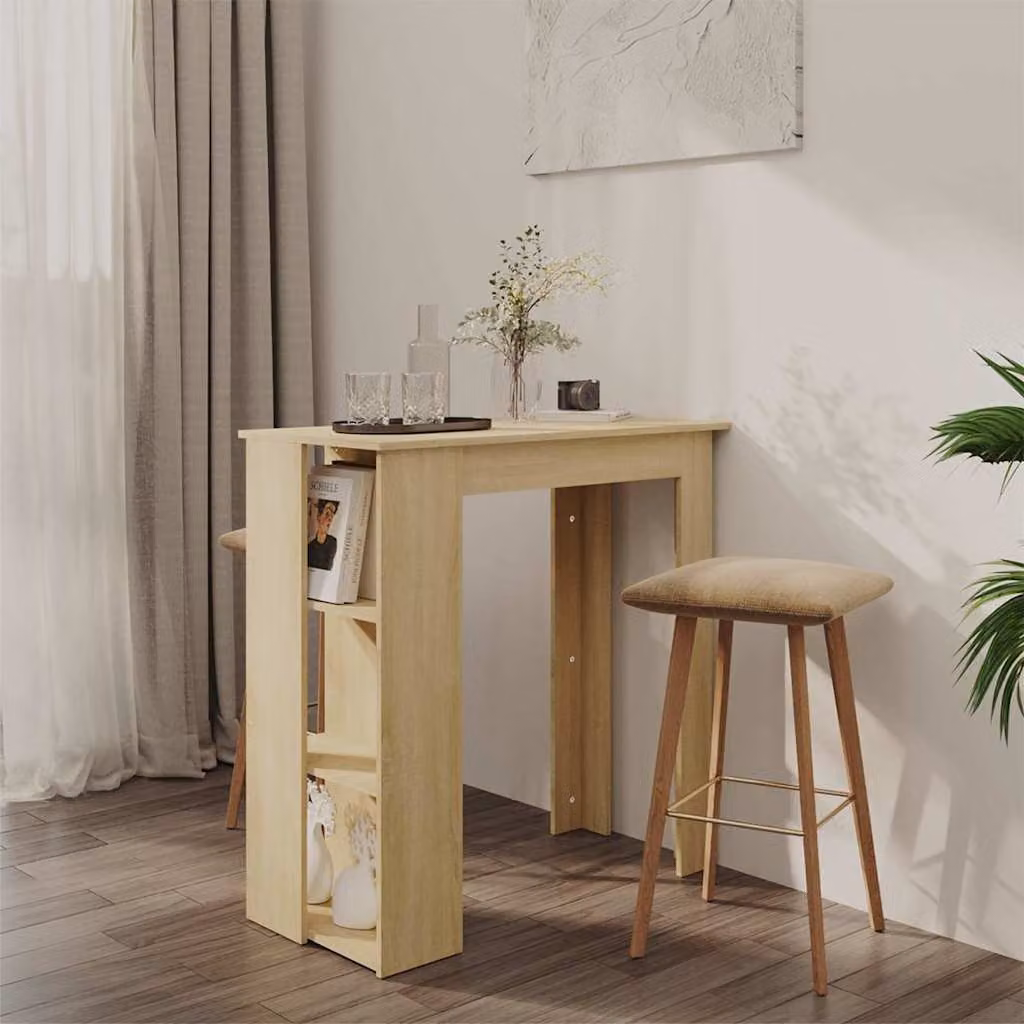 vidaXL Tavolino da Bar Moderno con Ripiani in Truciolato, Colore Marrone e Beige, L: 102 cm, P: 50 cm, H: 103,5 cm