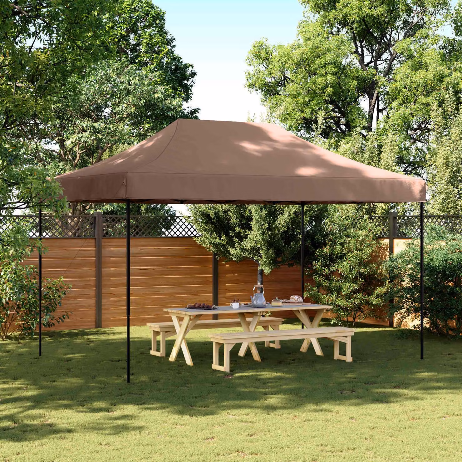 Maison Exclusive - Tenda per feste, dimensioni 292 x 440 x 315 cm, colore marrone, tessuto Oxford