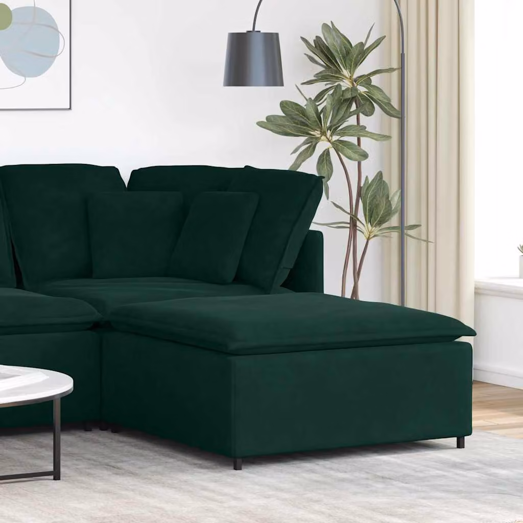 vidaXL Modulo Poggiapiedi Divano Modulare in Velluto Verde con Struttura in Metallo L/P/H: 100 x 100 x 48 cm