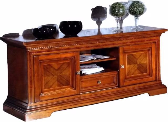 Porta TV in legno con 2 ante scorrevoli in stile arte povera noce Mobili 2G L/P/H: 169 x 53 x 75 cm – 1