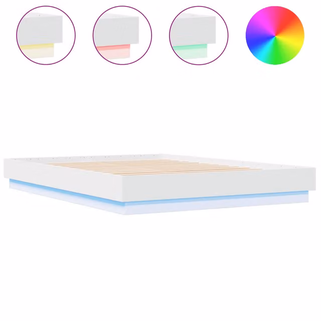 Letto matrimoniale | Letto per adulti | Giroletto con Luci LED Bianco 160x200 cm