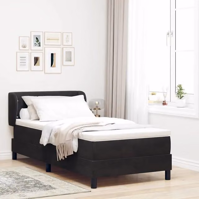 Letto a molle con materasso-Struttura Letto con Materasso Nero 90 x 200 cm Velluto 693848