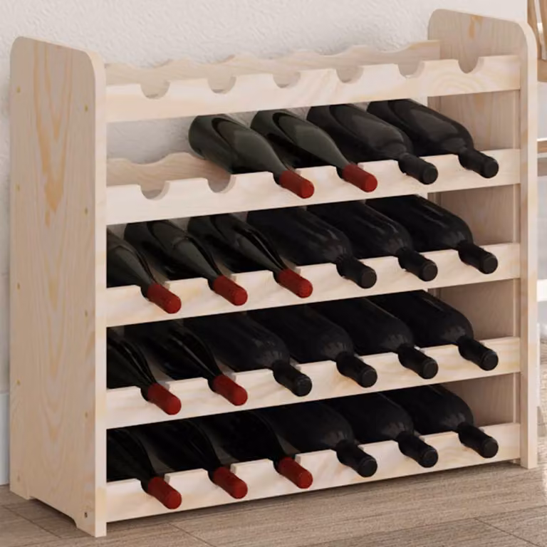 vidaXL Portavini in Legno di Pino Rustico, Colore Marrone/Beige, L: 67,5 cm, P: 25 cm, H: 60 cm