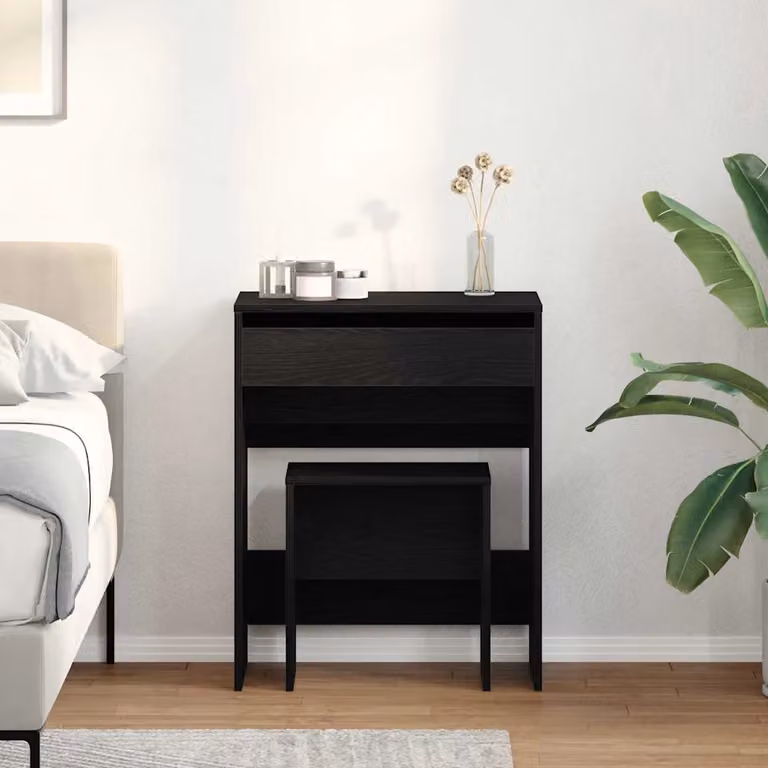 Set di 2 Tavoli da Trucco vidaXL Moderni in Nero con Finitura Opaca L 60 cm x P 40 cm x H 75 cm