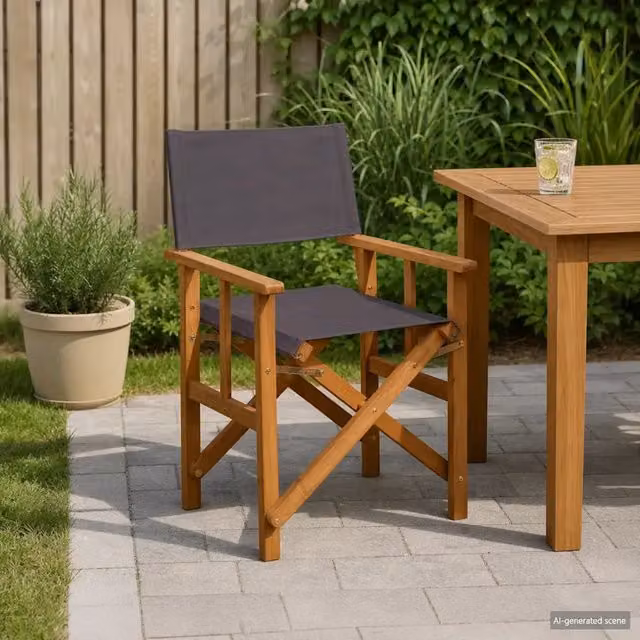 Set di 2 sedie da regista vidaXL in legno massello di acacia oliato color marrone e grigio per giardino
