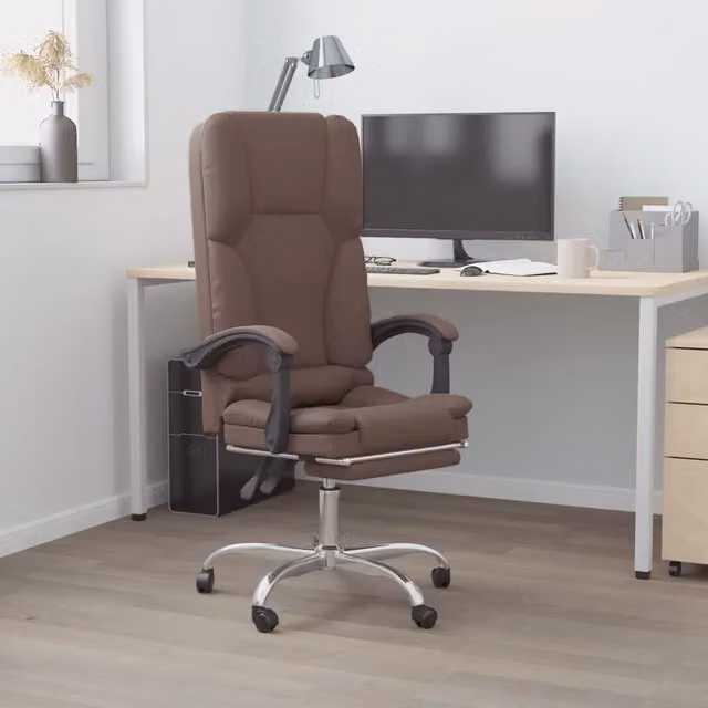 Poltrona da ufficio executive vidaXL in similpelle marrone con poggiatesta e rotelle, L: 63,0 cm, P: 46,5 cm, H: 120,0 cm