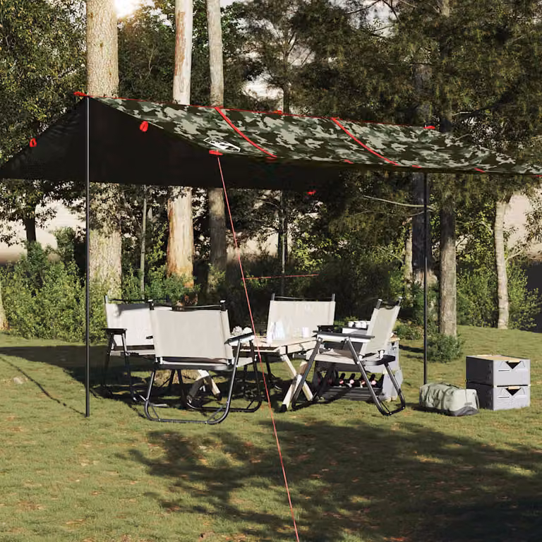 Telone da Campeggio Impermeabile vidaXL Mimetico Multicolore in Poliestere 451 x 420 cm