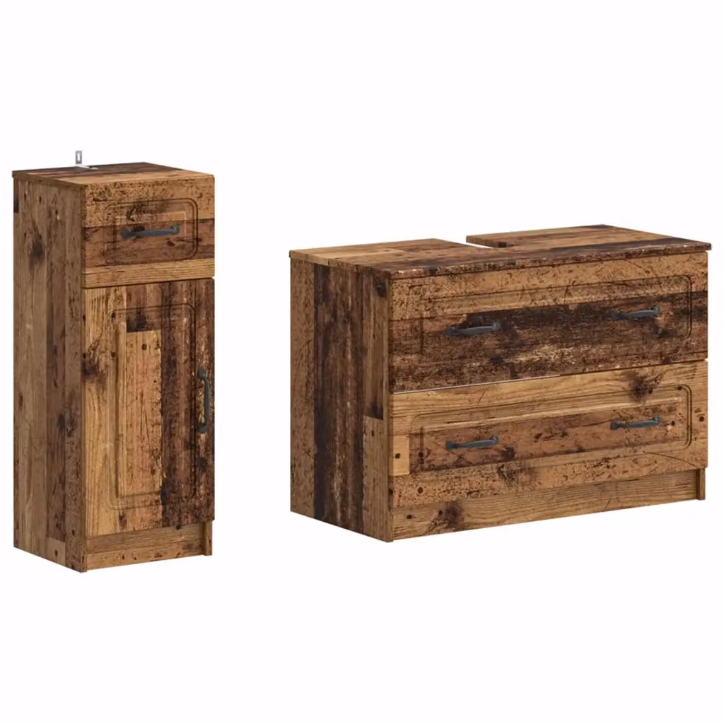 Set di mobili da bagno UTRECHT vidaXL composto da mobile lavabo e mobile contenitore in legno marrone opaco L/P/H: 82 x 34,83 x 59 cm – 2