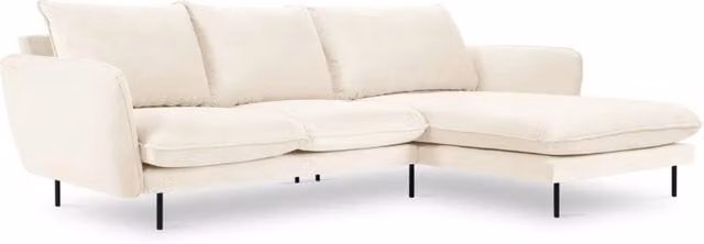Divano angolare destro Vienna di Cosmopolitan Design in velluto beige chiaro, 5 posti, L 255 cm x P 170 cm x H 95 cm