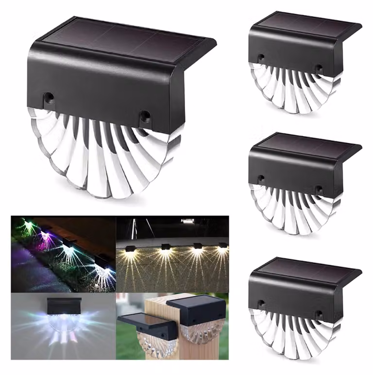Set di 4 lampade solari, con corpo in acrilico RGB, grado di protezione IP65, luce bianca calda + RGB, 10 lumen