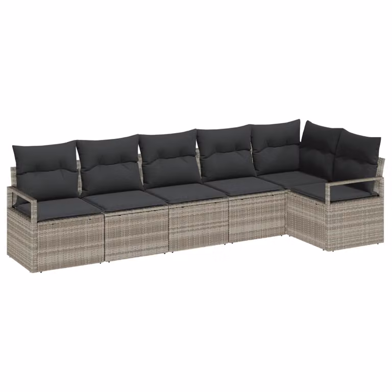 Set di divani da giardino vidaXL in rattan e metallo grigio con cuscini inclusi