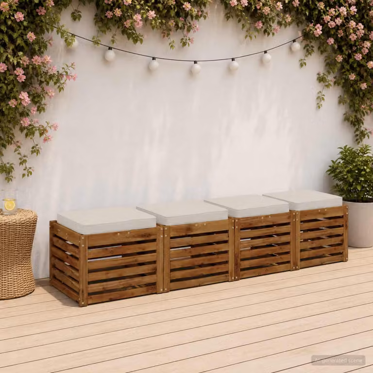 Set di 4 cuscini per sedia vidaXL VUGHT in poliestere bianco con rivestimento rimovibile e lavabile