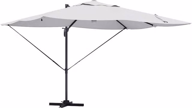 Ombrellone a braccio orientabile HELLOSHOP26 in alluminio e poliestere color sabbia e bianco L: 351 cm, P: 250 cm, H: 253 cm