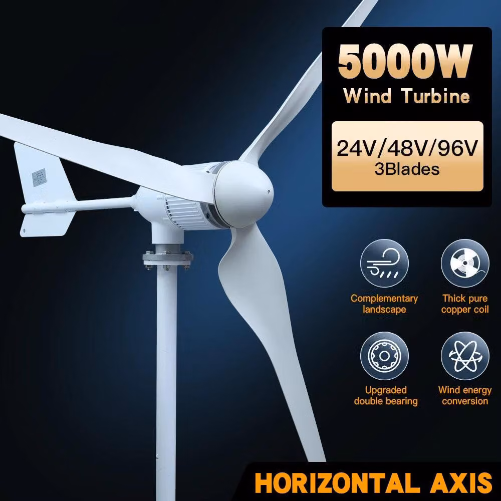 Generatore eolico - Turbina eolica - Energia sostenibile - Generatore di elettricità - Potenza: 5000W
