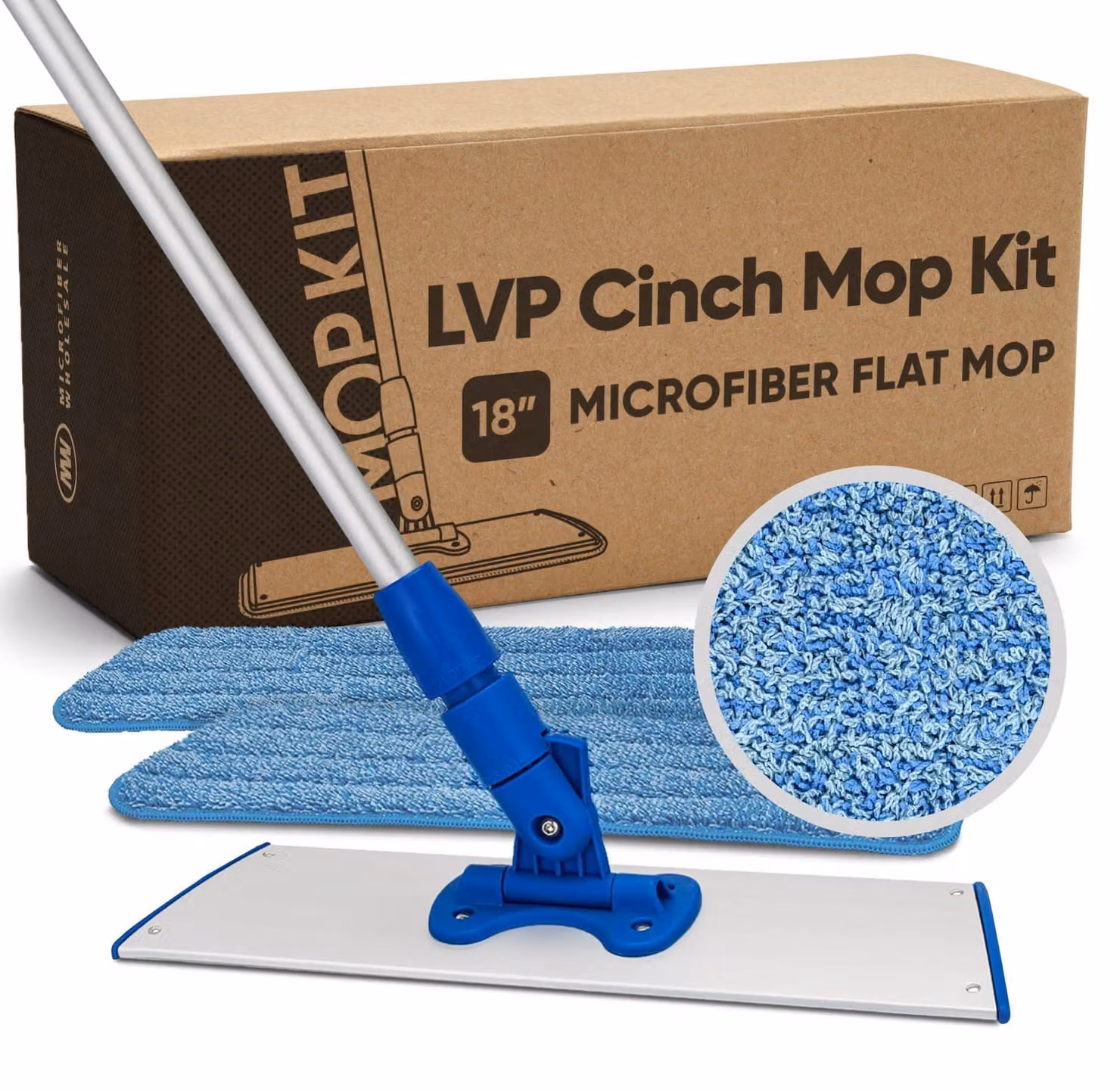 Set per mop a disco con 2 dischetti in microfibra per l'uso umido, colore blu