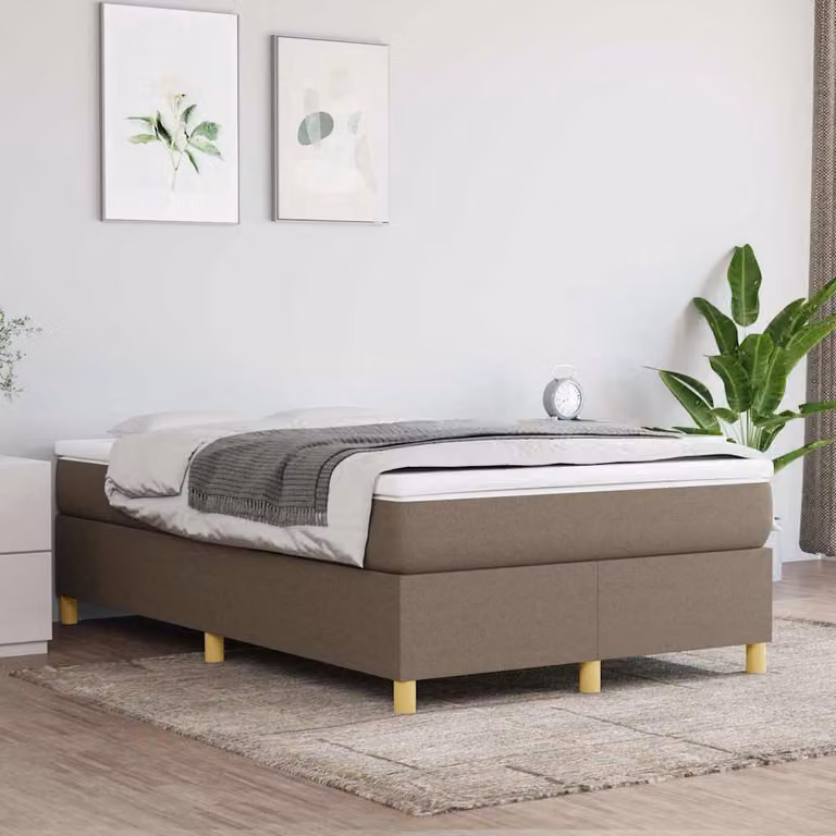 Struttura Letto con Rete a Doghe Curvate vidaXL in Tessuto, Colore Tortora/Grigio, L 120 x P 200 cm