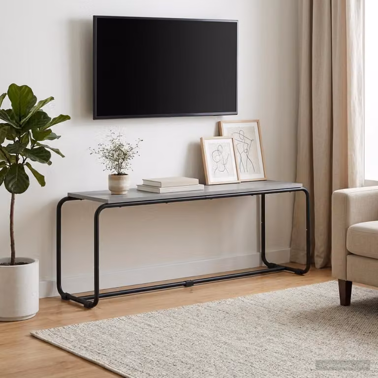 vidaXL Supporto TV moderno in legno e metallo, Grigio, L: 113.5 cm, P: 35.5 cm, H: 42 cm