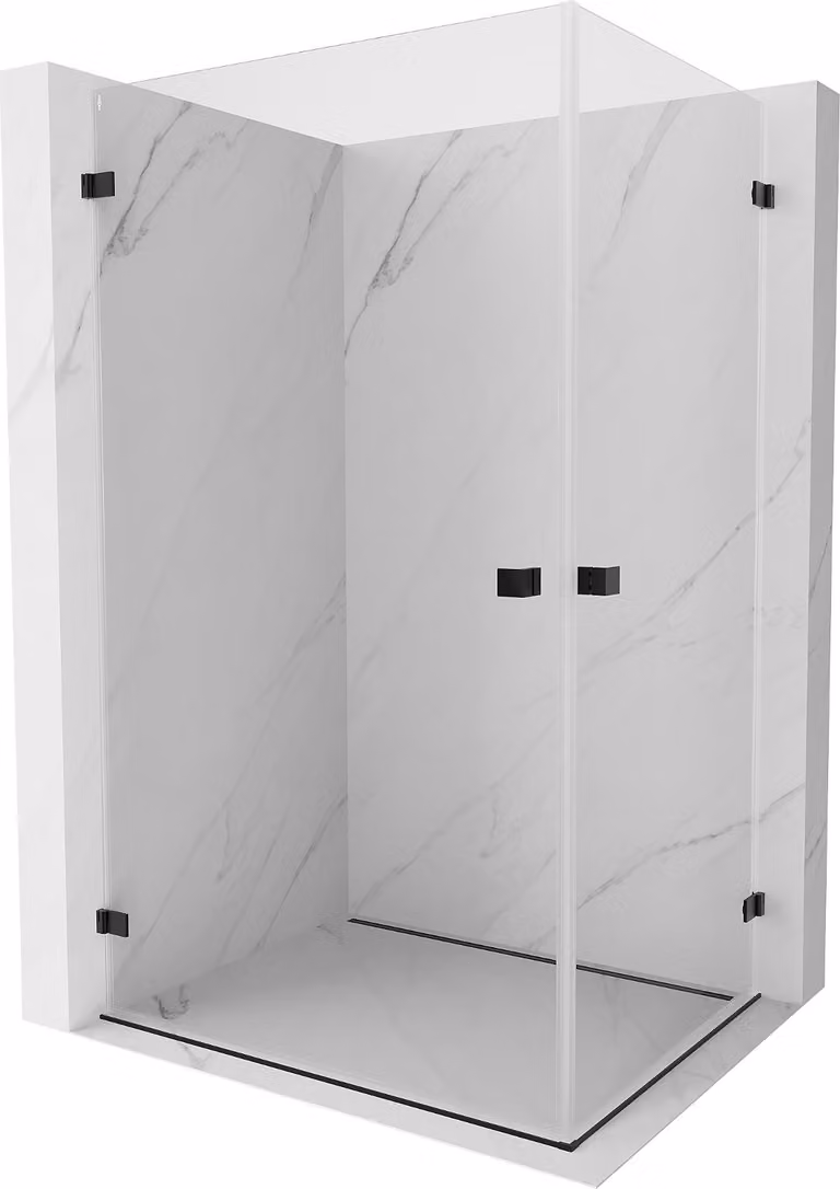 Mexen Lunar-B Duo cabina doccia apribile 95 x 75 cm, trasparente, nero - 832-095L-075P-70-00