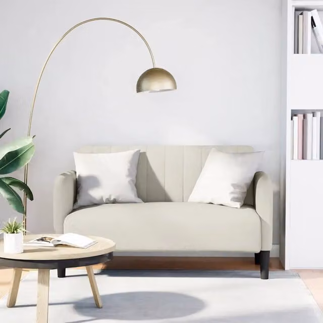 Divanetto moderno vidaXL in velluto beige L: 124 cm, P: 74 cm, H: 68 cm
