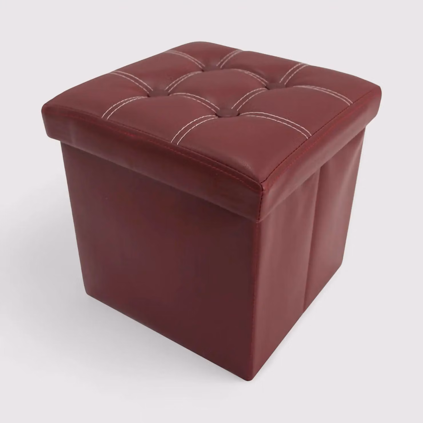 Aster - Pouf ottomano bordeaux per salotto o camera