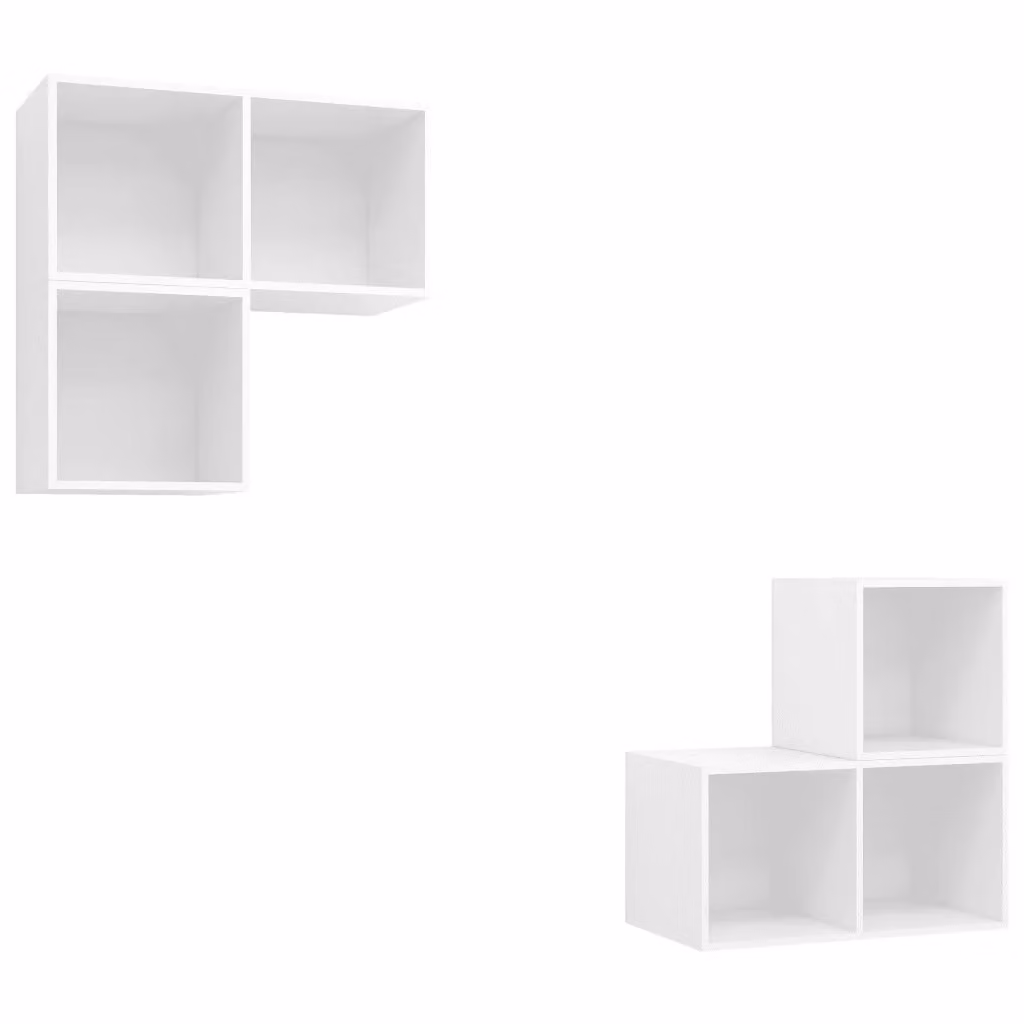 Set di 4 mobili porta TV vidaXL in legno multistrato bianco per soggiorno in stile minimalista – 2