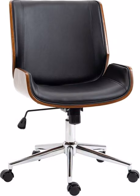 Sedia da Ufficio Minimal in Similpelle Nero e Marrone Scuro L: 53 cm, P: 60 cm, H: 86-96 cm