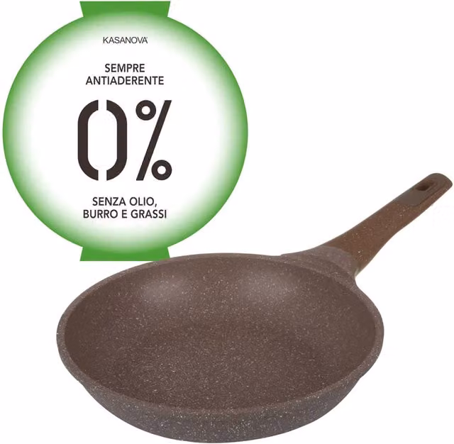 Padella antiaderente Kasanova in alluminio e acciaio, colore marrone, diametro 22 cm