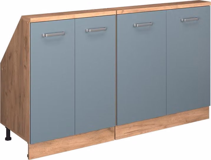 Mobile cucina sottotetto Vicco R-Line Grigio-blu 140 cm Set di 2, Model 58152
