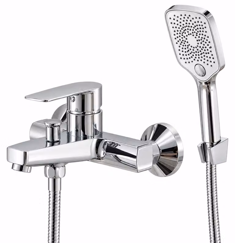 Rubinetto per lavabo a cascata, in ottone, miscelatore monocomando, finitura cromata