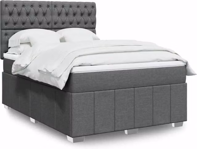 Giroletto a Molle con Materasso Grigio Scuro 140x190 cm Tessuto 3293971