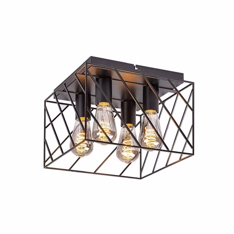 Lampada da soffitto industriale E27 4x25W colore nero opaco 71027 Boroo Rabalux