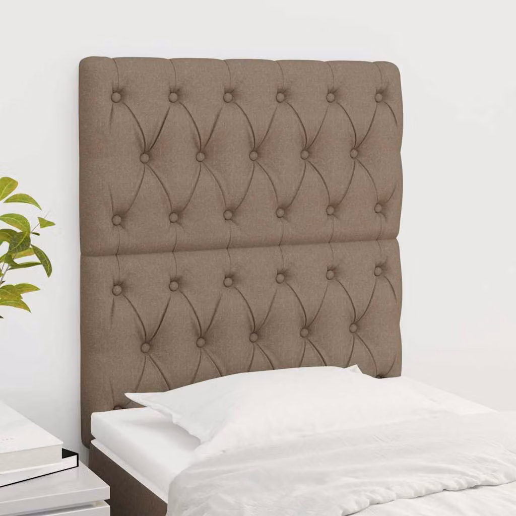 Testiera per letto vidaXL in tessuto beige con struttura in legno e MDF, L/P/H: 128 x 80 x 7 cm