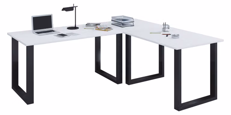 Scrivania angolare per ufficio Lona 80 cm U alluminio nero