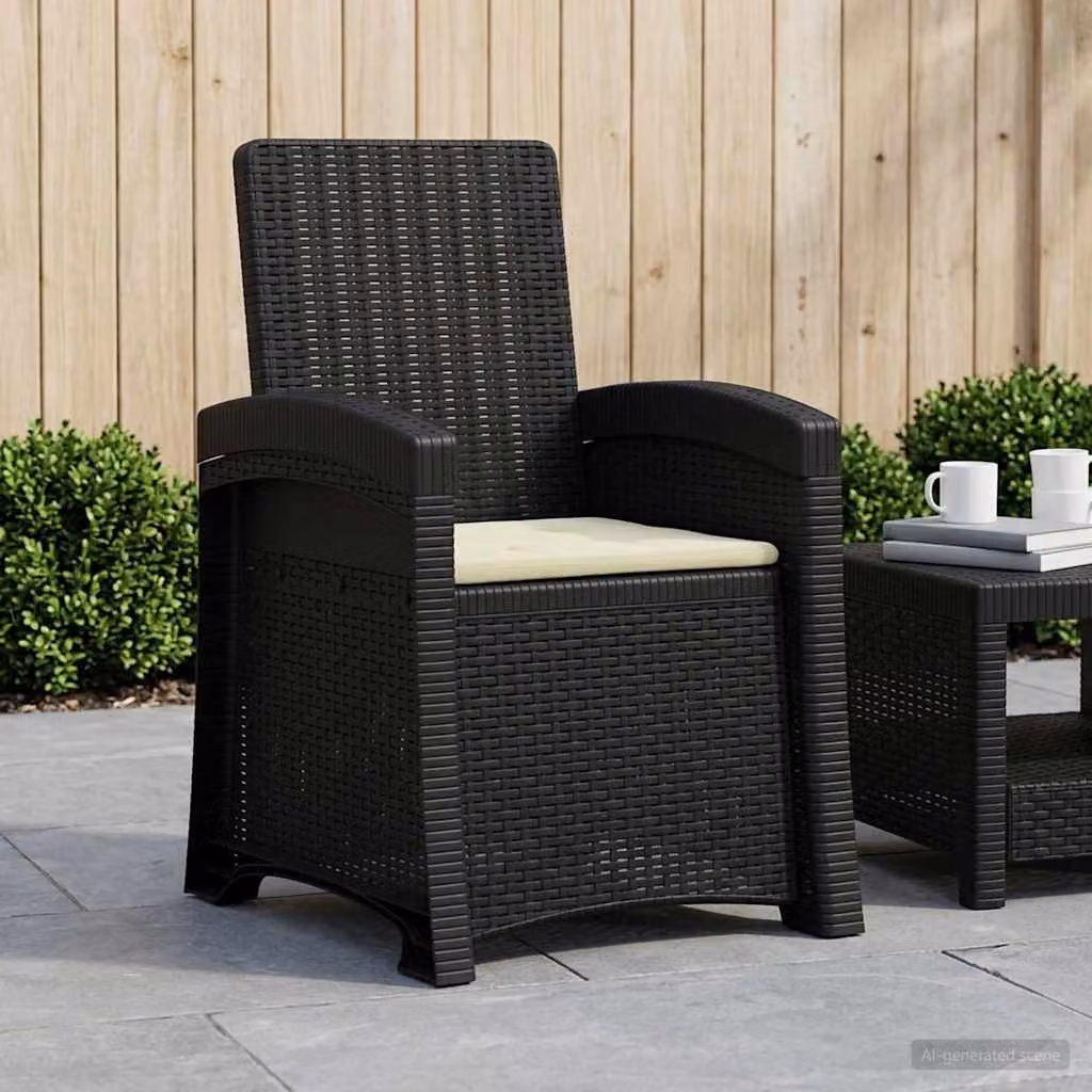 vidaXL Sedia da giardino reclinabile in effetto rattan con cuscini, Antracite e Beige