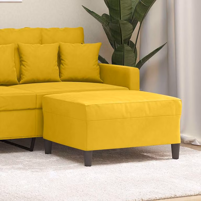 Poggiapiedi vidaXL in velluto giallo, L 70 cm x P 55 cm x H 41 cm