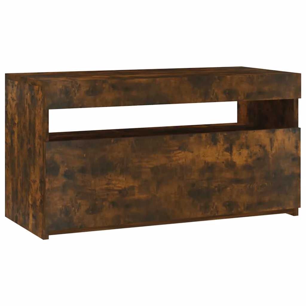 vidaXL Mobile Porta TV Moderno con Luci LED Integrate in Rovere Fumo Marrone L/P/H: 75 x 35 x 40 cm
