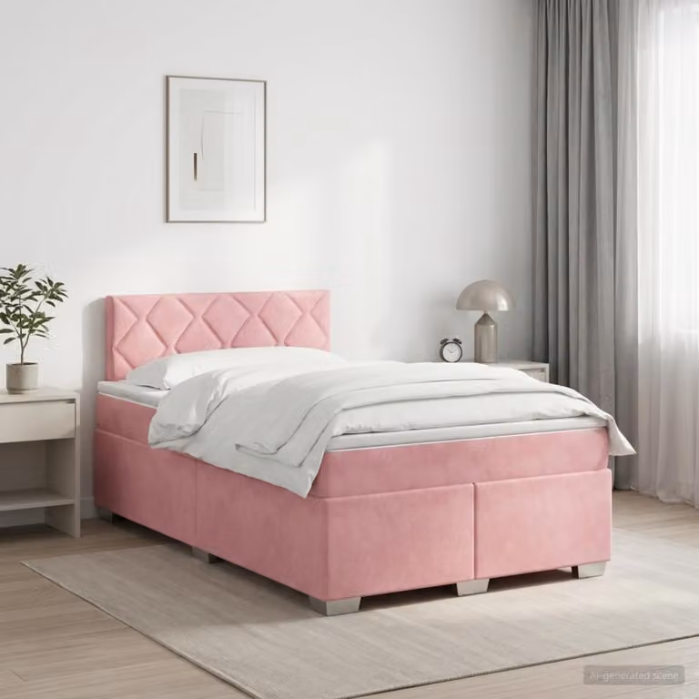 Maison Exclusive - Letto boxspring con materasso e testiera Rosa 120 x 190 cm in velluto