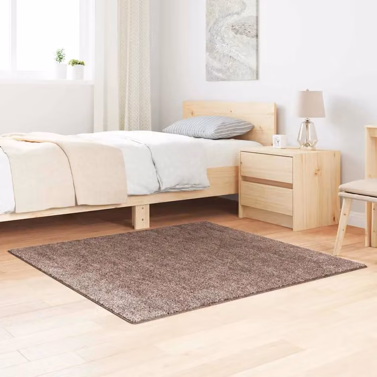 Tappeto Shaggy vidaXL Marrone Antiscivolo e Lavabile in Polipropilene L/P: 120 x 120 cm