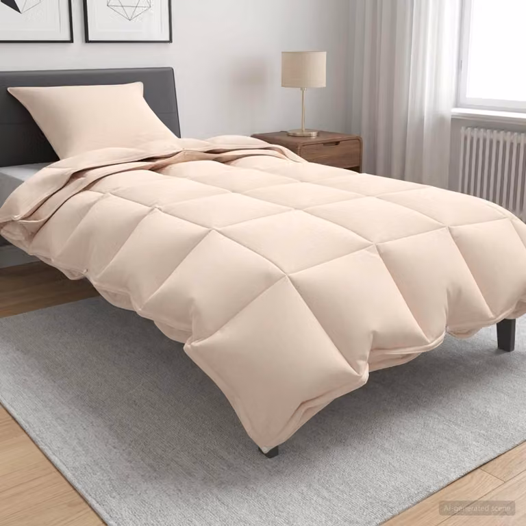 Piumone per tutte le stagioni vidaXL in fibra di Kapok e cotone, Beige, L 140 x P 200 cm