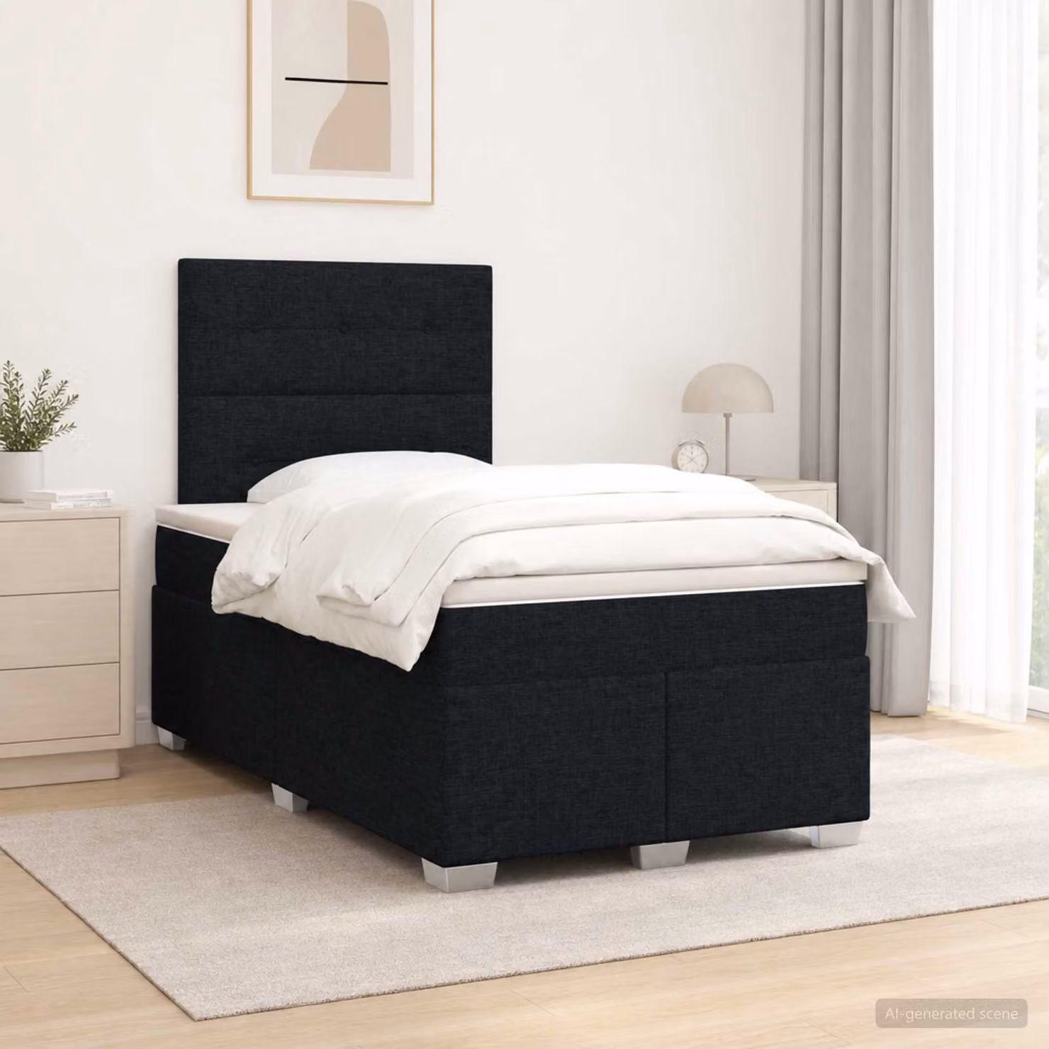 Letto box spring vidaXL con materasso a molle insacchettate e cassetti, Nero, L/P: 120 x 200 cm
