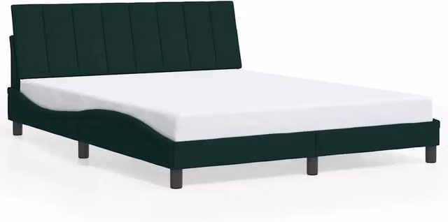 Letto matrimoniale | Letto per adulti | Giroletto senza Materasso Hanko Verde Scuro 160x200 cm in Velluto