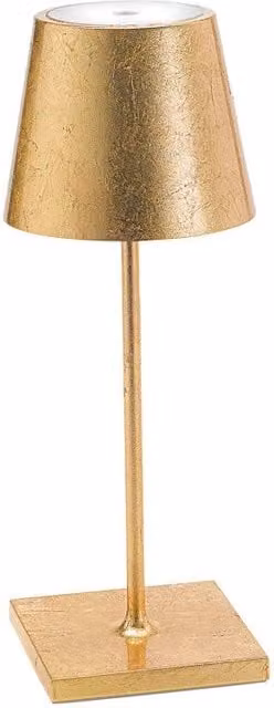 Zafferano Lampada a led da tavolo Poldina Pro Mini Foglia Oro ricaricabile e dimmerabile con batteria fino a 12 ore