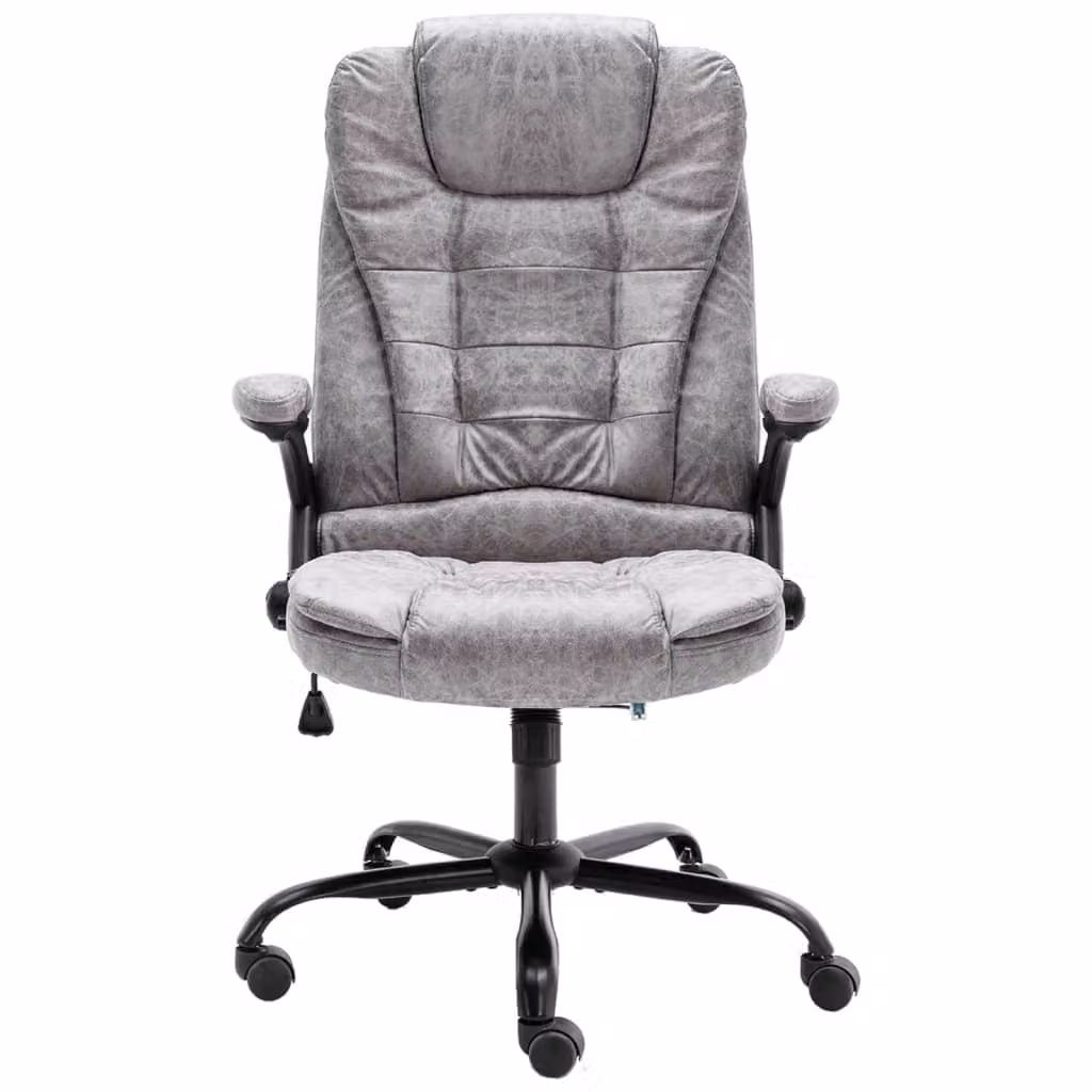 vidaXL Sedia da ufficio grigio chiaro effetto scamosciato