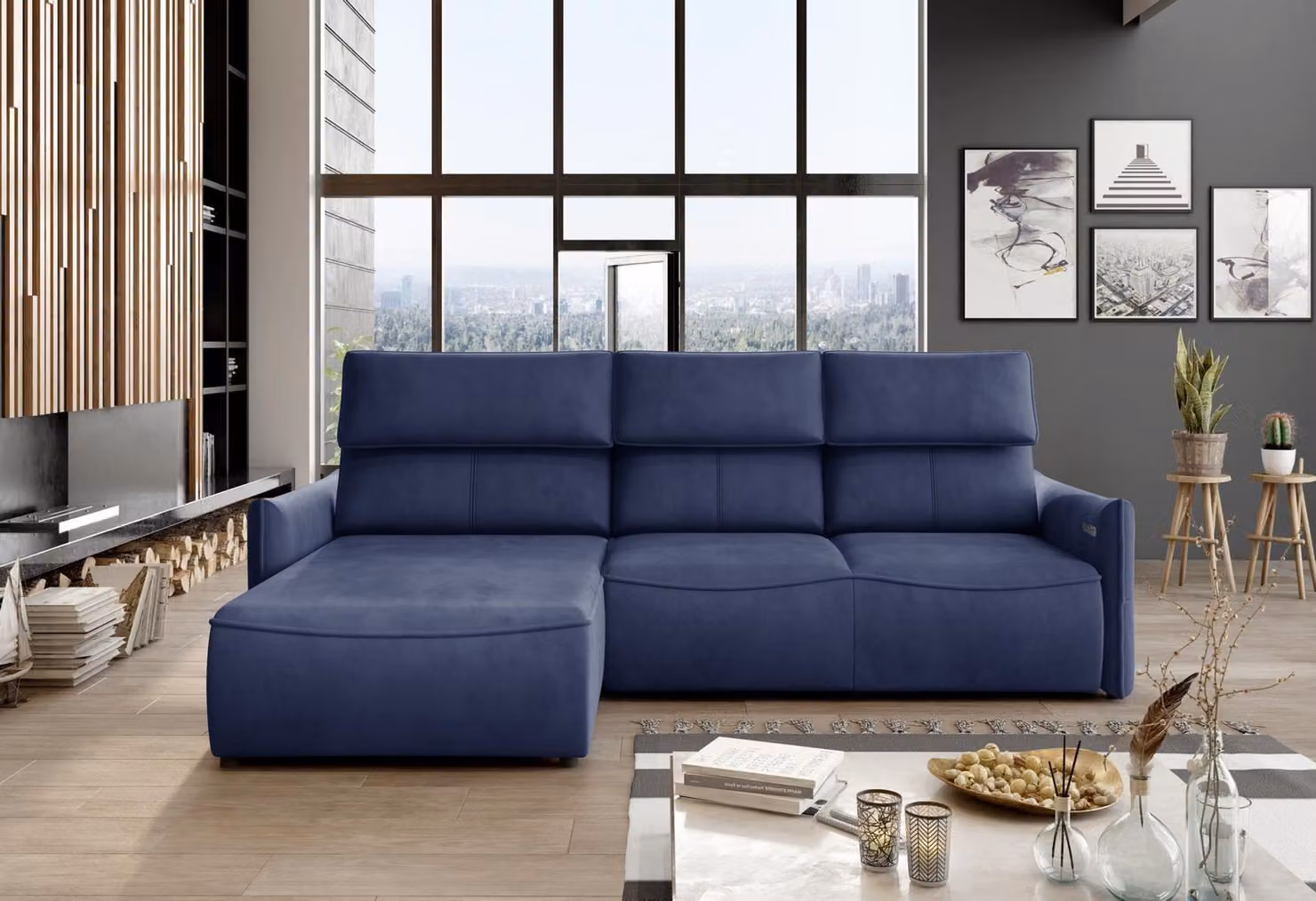 Divani moderni Eck Design, divano angolare a forma di L, divano componibile, divano in tessuto, divano per soggiorno