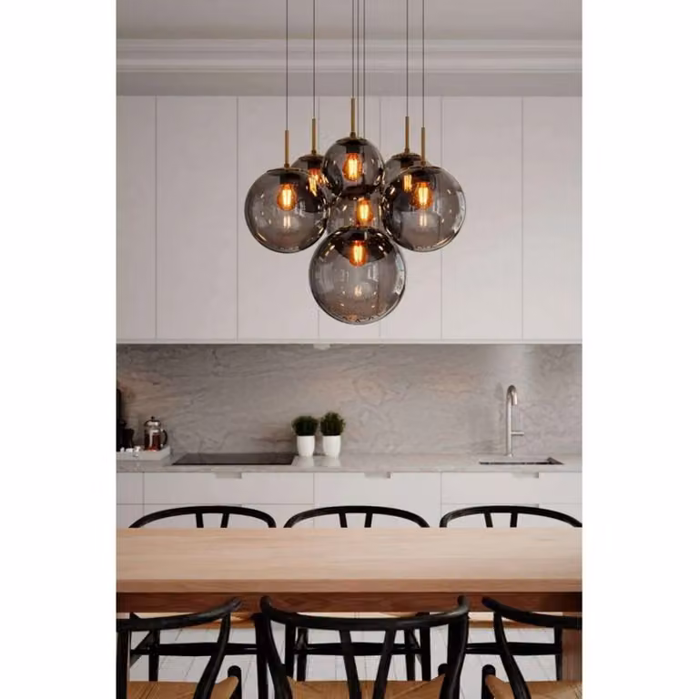 By Rydéns Lampada a sospensione Laura, dimmerabile, Alluminio / Grigio / Zincato, Soggiorno / Sala da pranzo, Vetro, Moderno, Lampada a sospensione