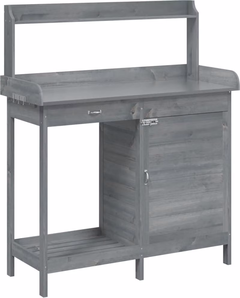 Tavolo Invaso con Mobile Grigio 110,5x45x124,5cm Massello Abete
