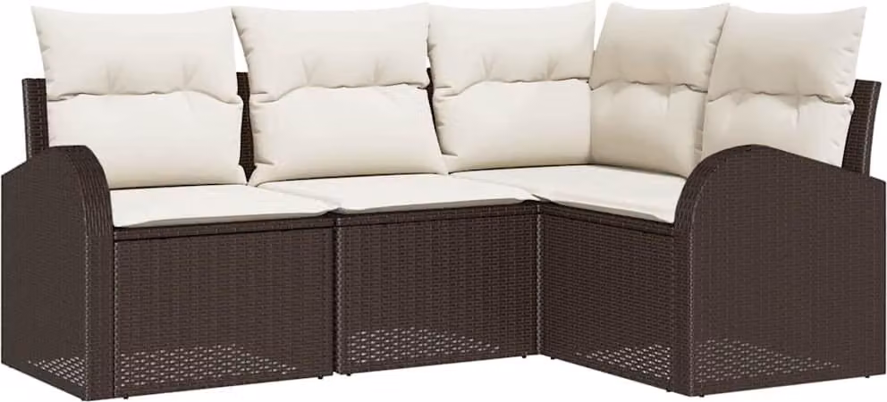 Set Divano da Giardino Marrone polyrattan