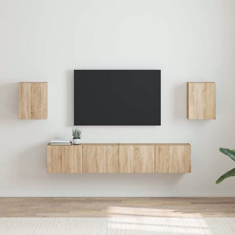 Set di 2 supporti per TV da parete vidaXL in legno ingegnerizzato color Sonoma marrone con finitura opaca