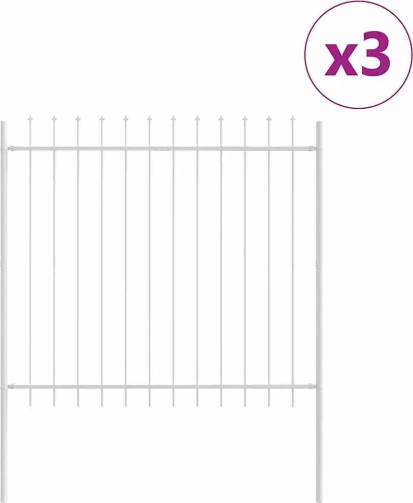 Recinzione per Giardino 3 pcs Bianco 5,1 x 1,5 m