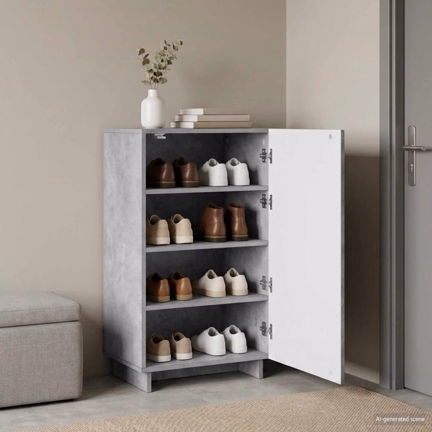 Scarpiera moderna vidaXL in legno e MDF Grigio Cemento L/P/H: 48 x 38 x 87,5 cm